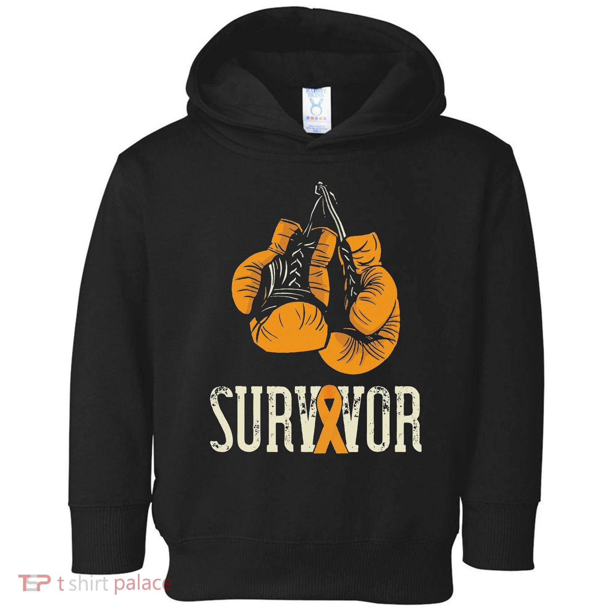 Leukemia Survivor Boxing Orange Ribbon Leukemia Awareness Toddler Hoodie