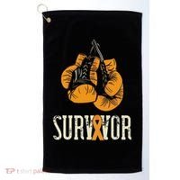 Leukemia Survivor Boxing Orange Ribbon Leukemia Awareness Golf Towel thumb 0