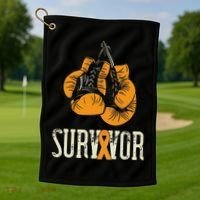 Leukemia Survivor Boxing Orange Ribbon Leukemia Awareness Golf Towel thumb 1