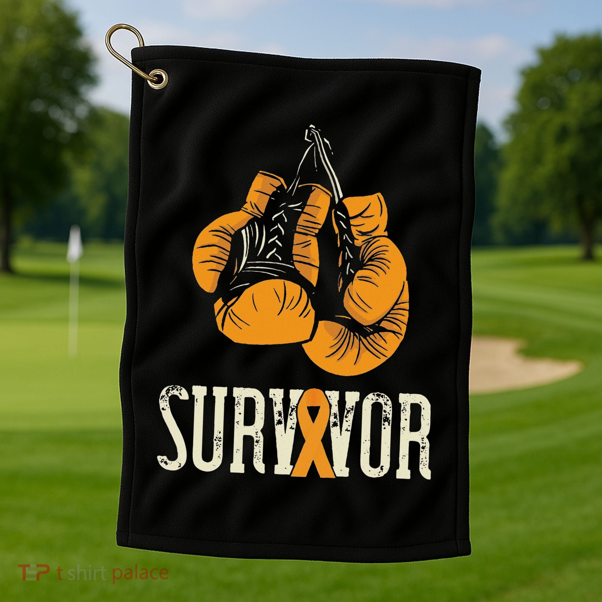 Leukemia Survivor Boxing Orange Ribbon Leukemia Awareness Golf Towel