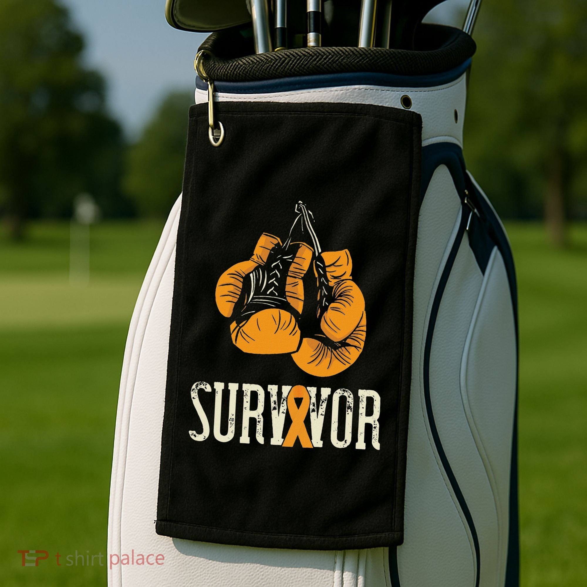 Leukemia Survivor Boxing Orange Ribbon Leukemia Awareness Golf Towel