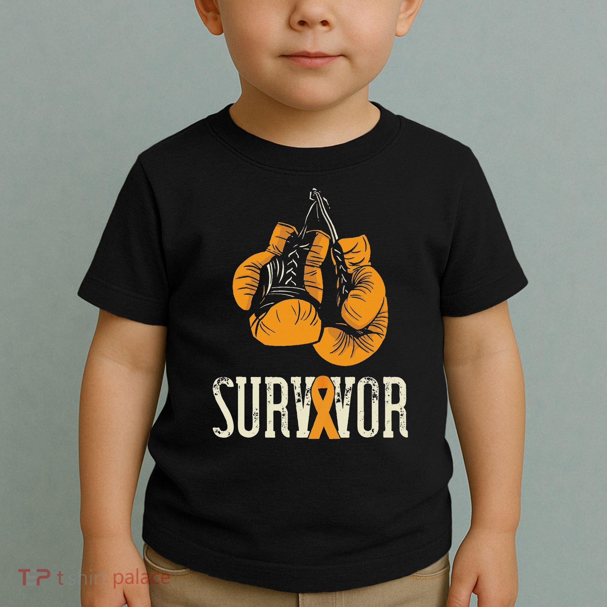 Leukemia Survivor Boxing Orange Ribbon Leukemia Awareness Toddler T-Shirt