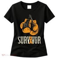 Leukemia Survivor Boxing Orange Ribbon Leukemia Awareness Women's T-Shirt thumb 0