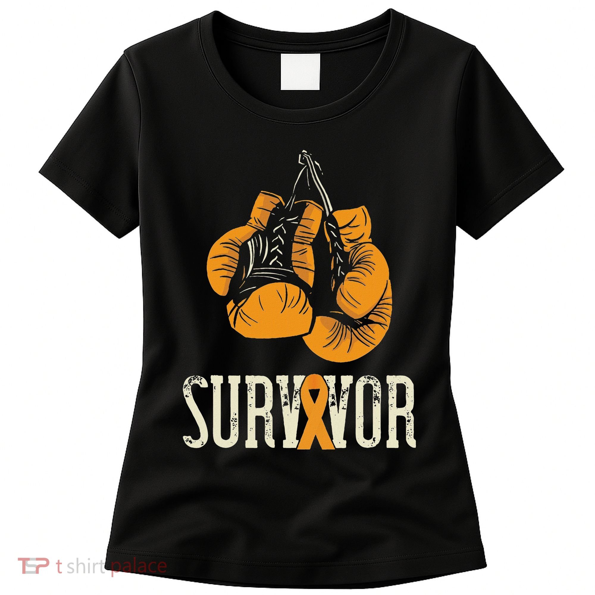 Leukemia Survivor Boxing Orange Ribbon Leukemia Awareness Women's T-Shirt