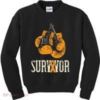 Leukemia Survivor Boxing Orange Ribbon Leukemia Awareness Kids Sweatshirt thumb 0