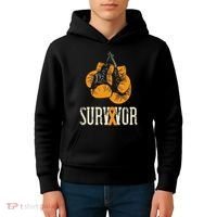 Leukemia Survivor Boxing Orange Ribbon Leukemia Awareness Kids Hoodie thumb 4