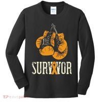 Leukemia Survivor Boxing Orange Ribbon Leukemia Awareness Kids Long Sleeve Shirt thumb 0