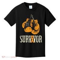 Leukemia Survivor Boxing Orange Ribbon Leukemia Awareness Kids T-Shirt thumb 0