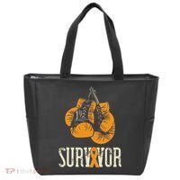 Leukemia Survivor Boxing Orange Ribbon Leukemia Awareness Tote Bag thumb 0