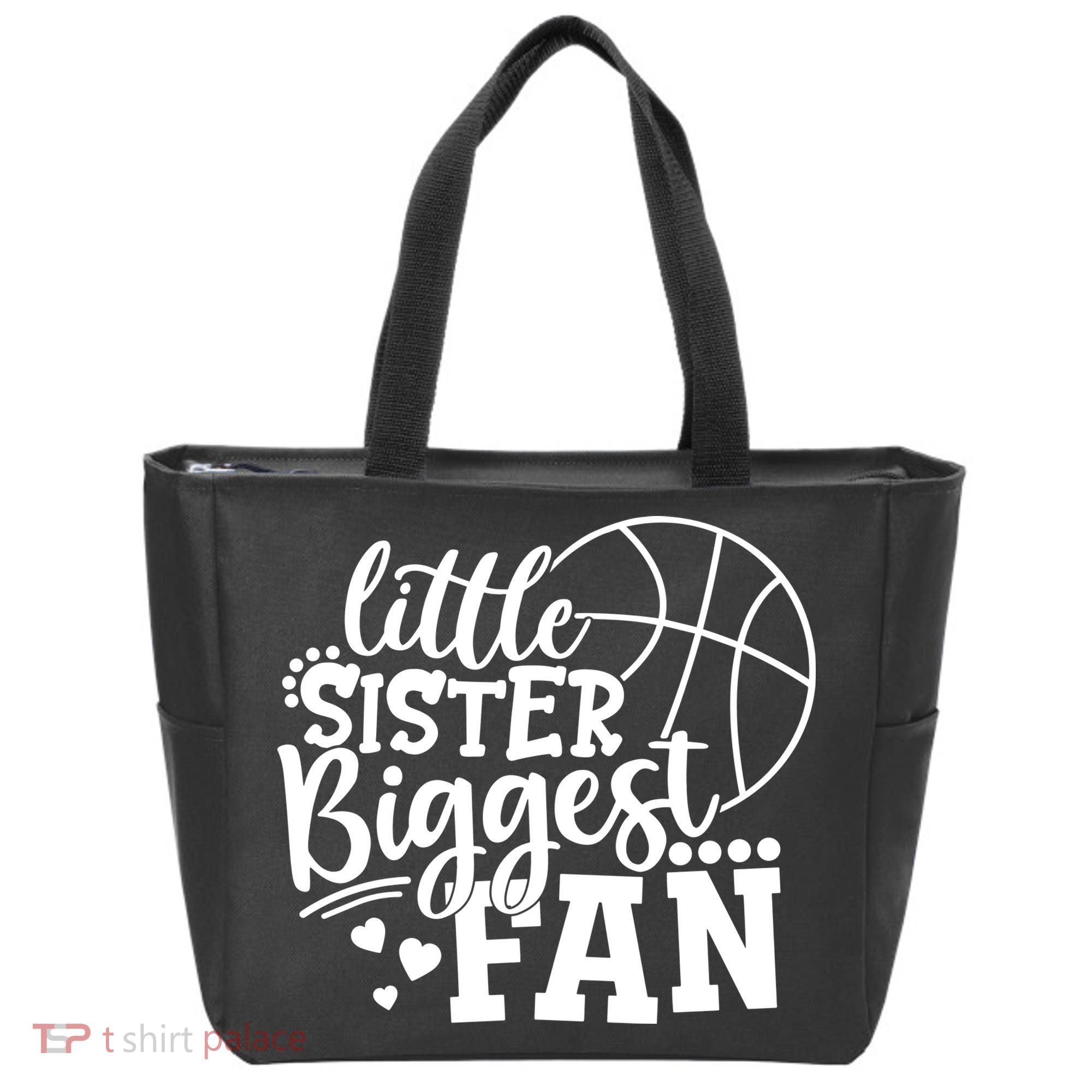 Little Sister Biggest Fan Basketball Gift Tote Bag