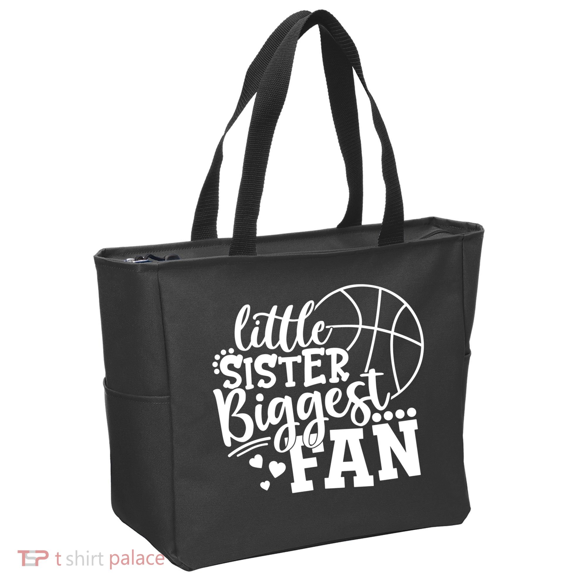 Little Sister Biggest Fan Basketball Gift Tote Bag