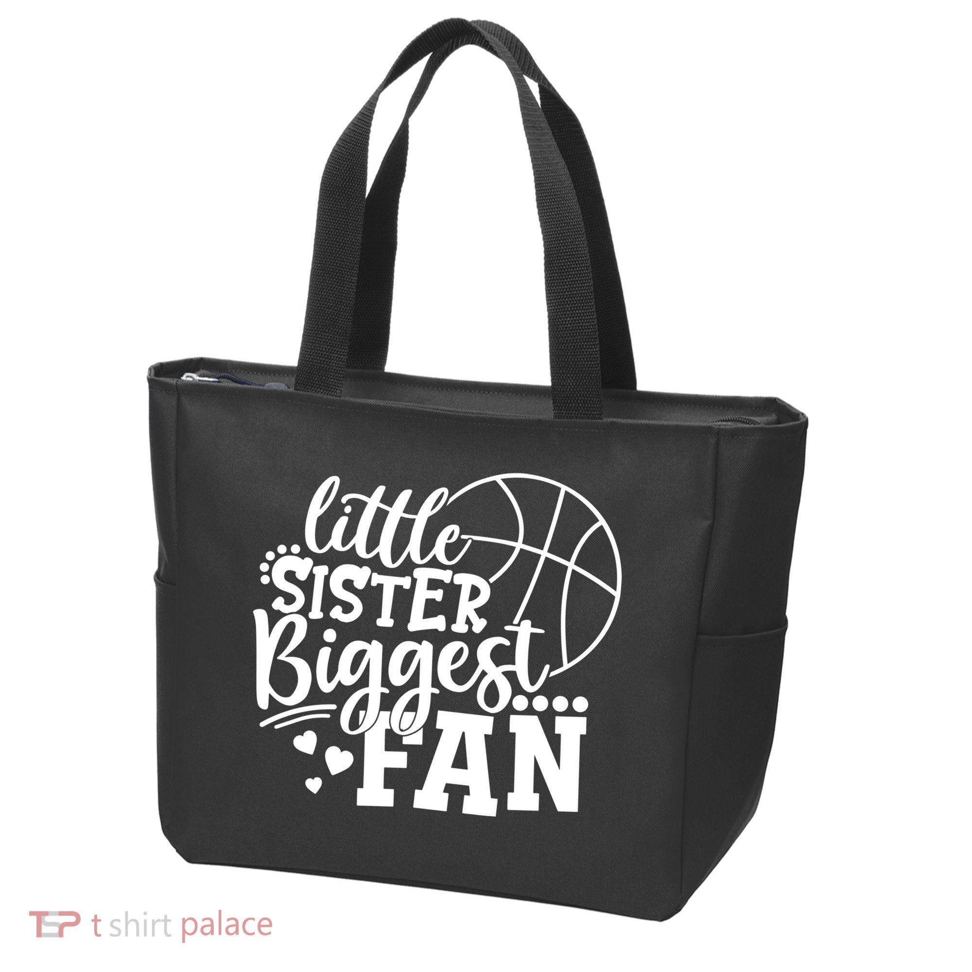 Little Sister Biggest Fan Basketball Gift Tote Bag