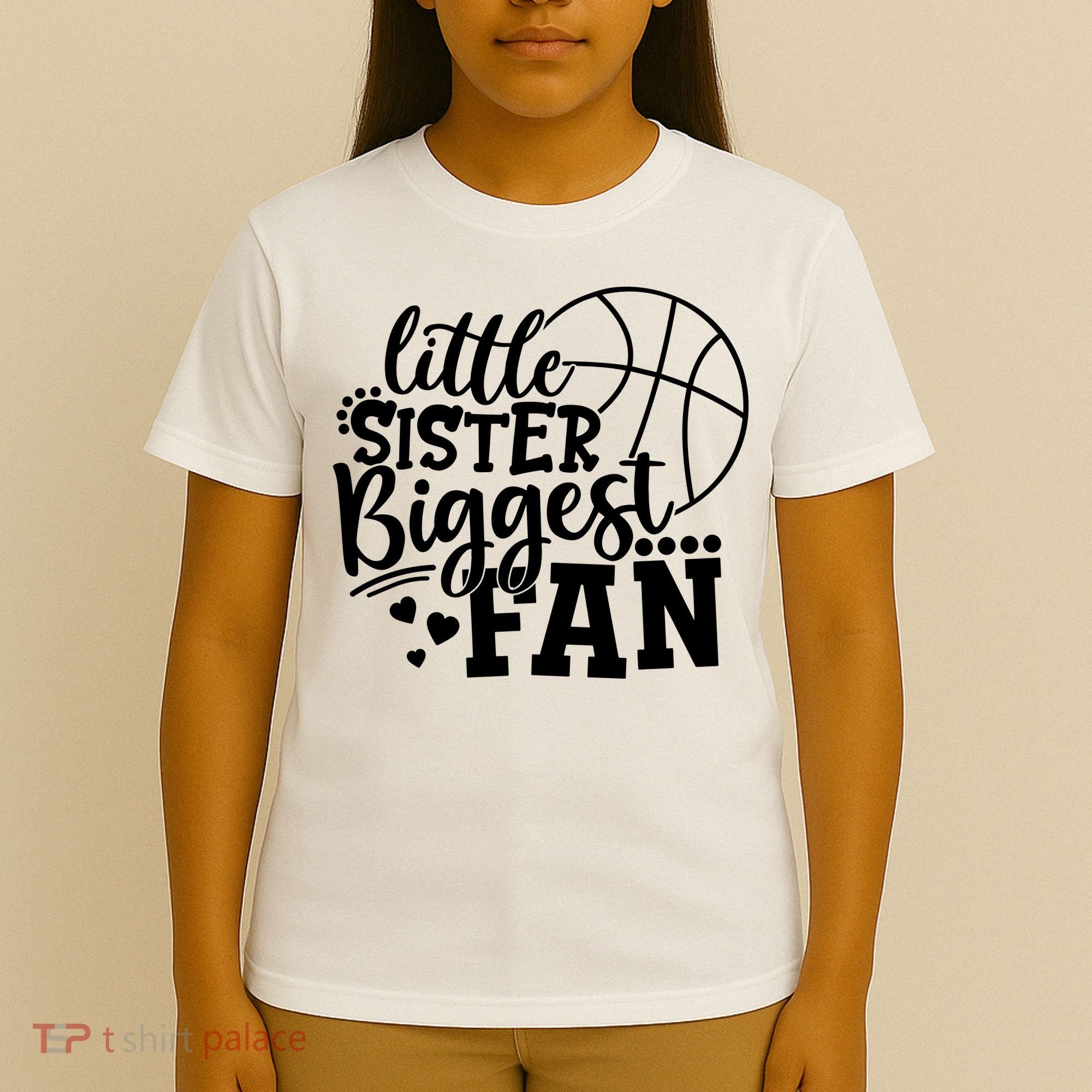 Little Sister Biggest Fan Basketball Gift T-Shirt