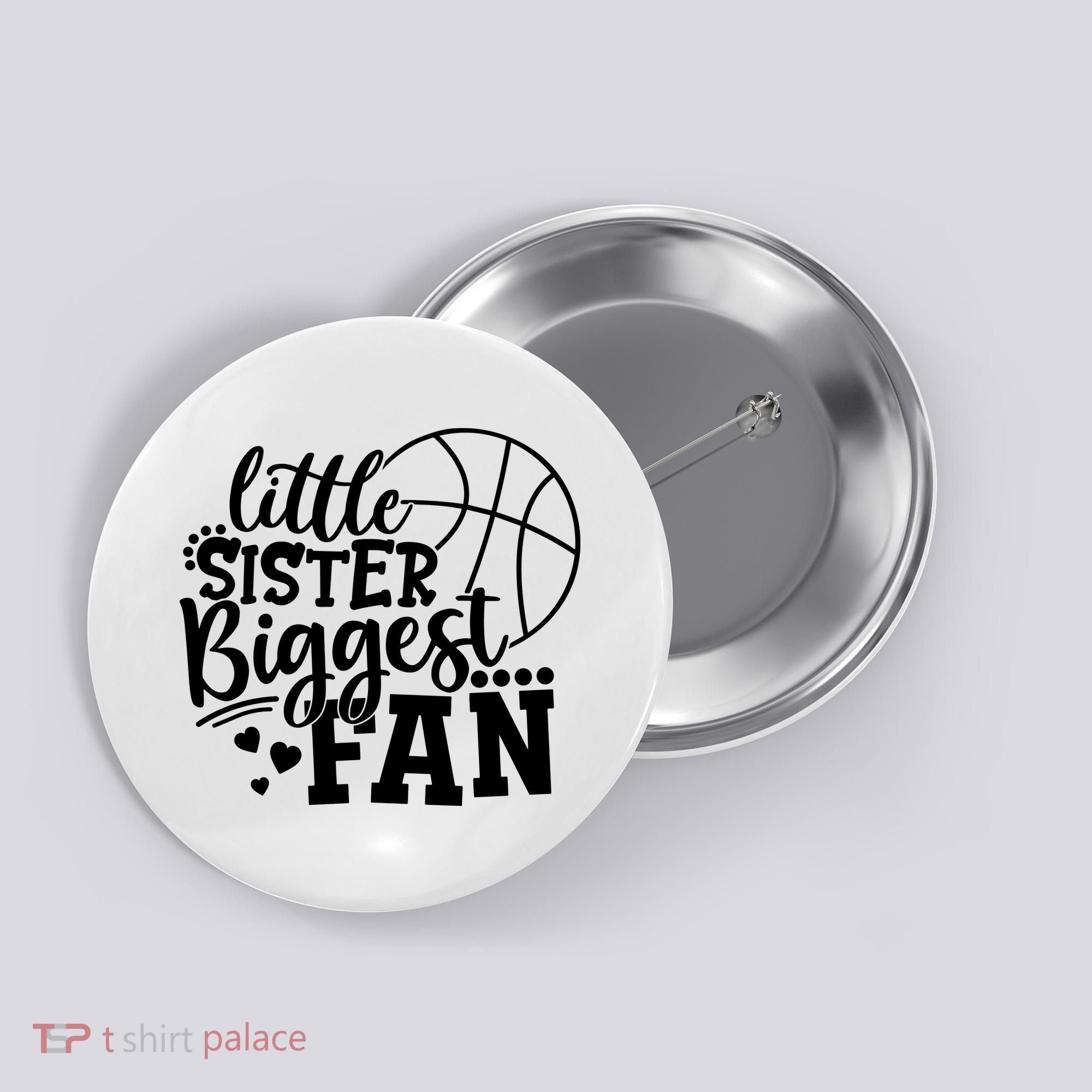 Little Sister Biggest Fan Basketball Gift Button