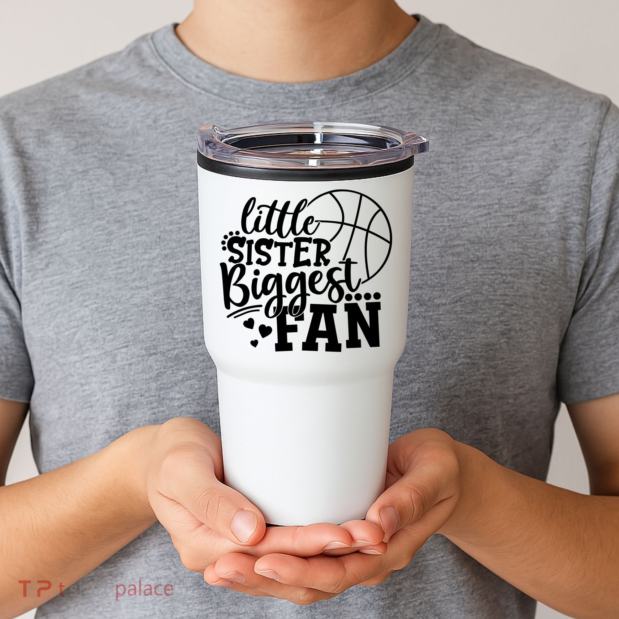 Little Sister Biggest Fan Basketball Gift Tumbler