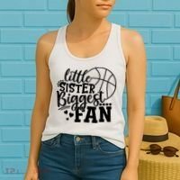 Little Sister Biggest Fan Basketball Gift Women's Tank Top thumb 2