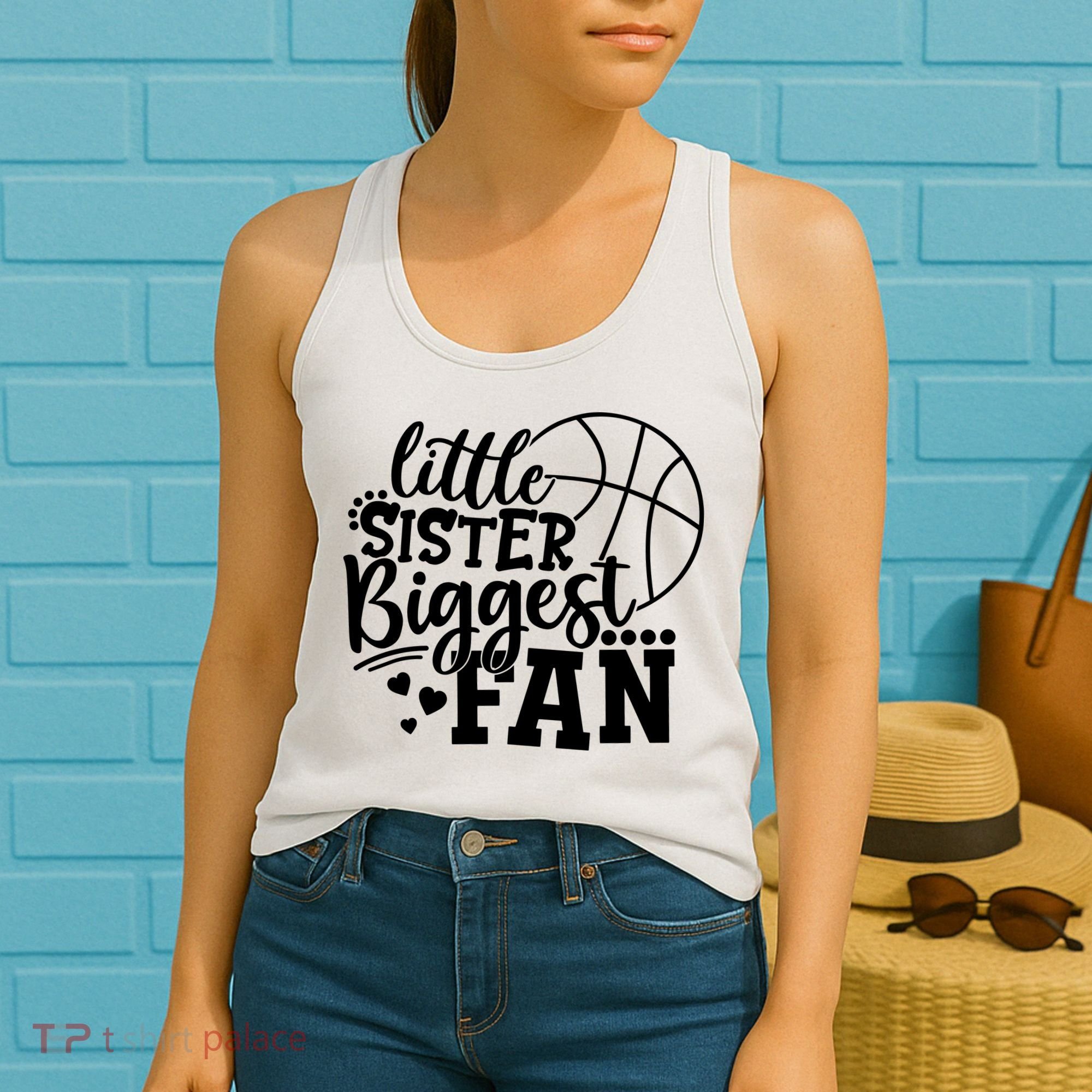 Little Sister Biggest Fan Basketball Gift Women's Tank Top