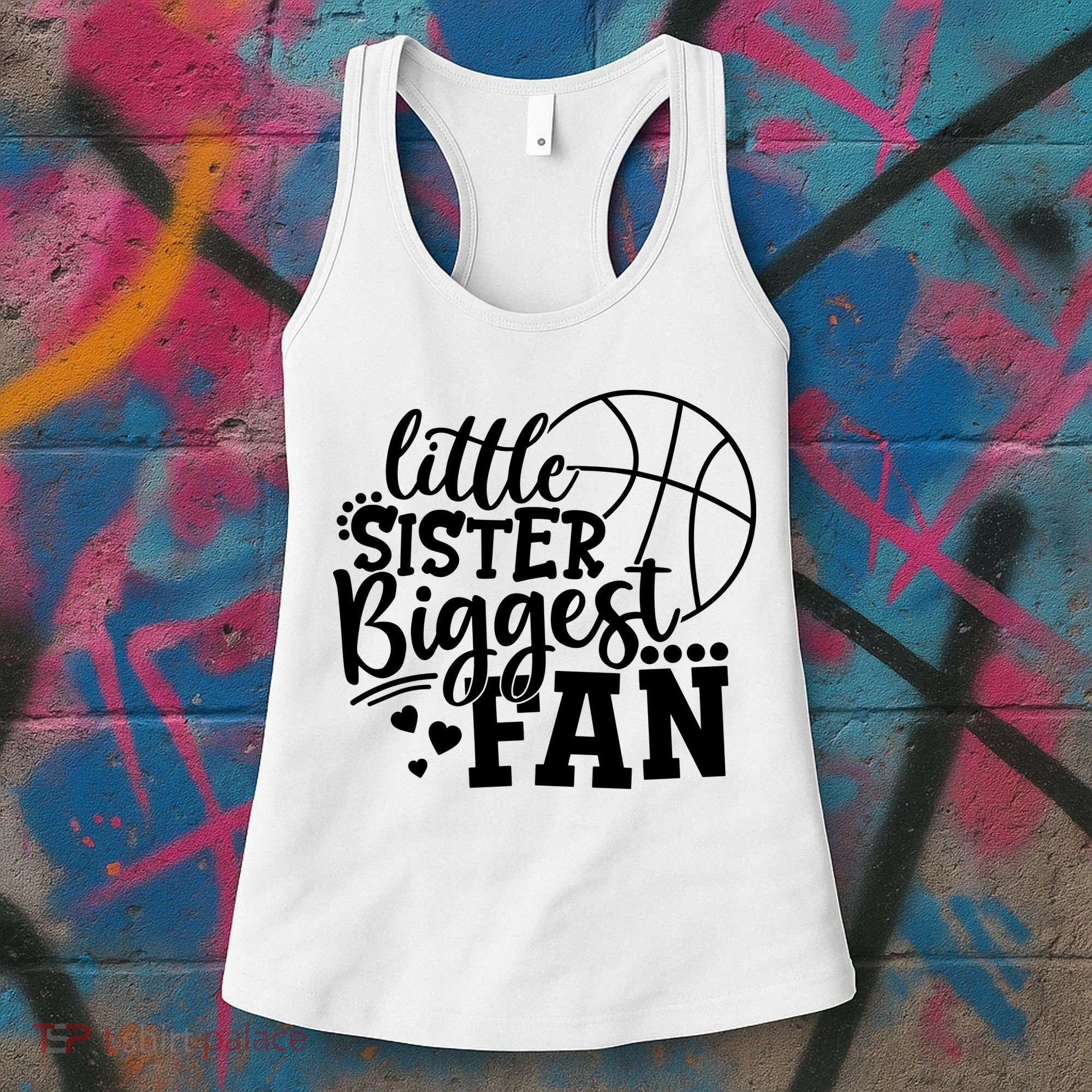 Little Sister Biggest Fan Basketball Gift Women's Tank Top