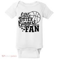 Little Sister Biggest Fan Basketball Gift Baby Bodysuit thumb 0