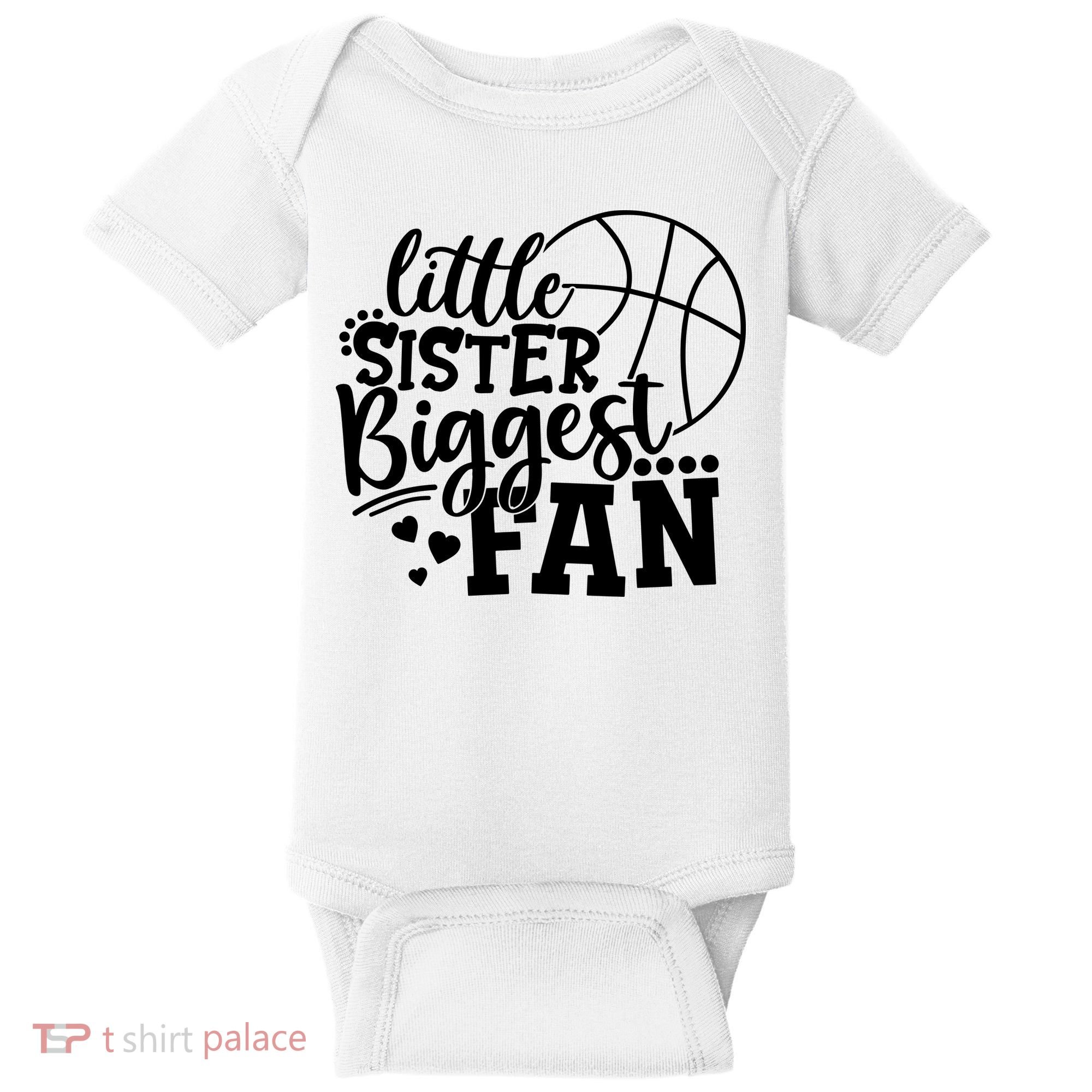 Little Sister Biggest Fan Basketball Gift Baby Bodysuit