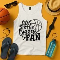 Little Sister Biggest Fan Basketball Gift Tank Top thumb 4