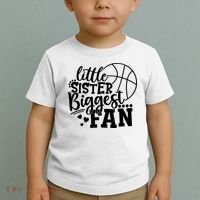 Little Sister Biggest Fan Basketball Gift Toddler T-Shirt thumb 2