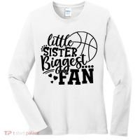 Little Sister Biggest Fan Basketball Gift Women's Long Sleeve Shirt thumb 0