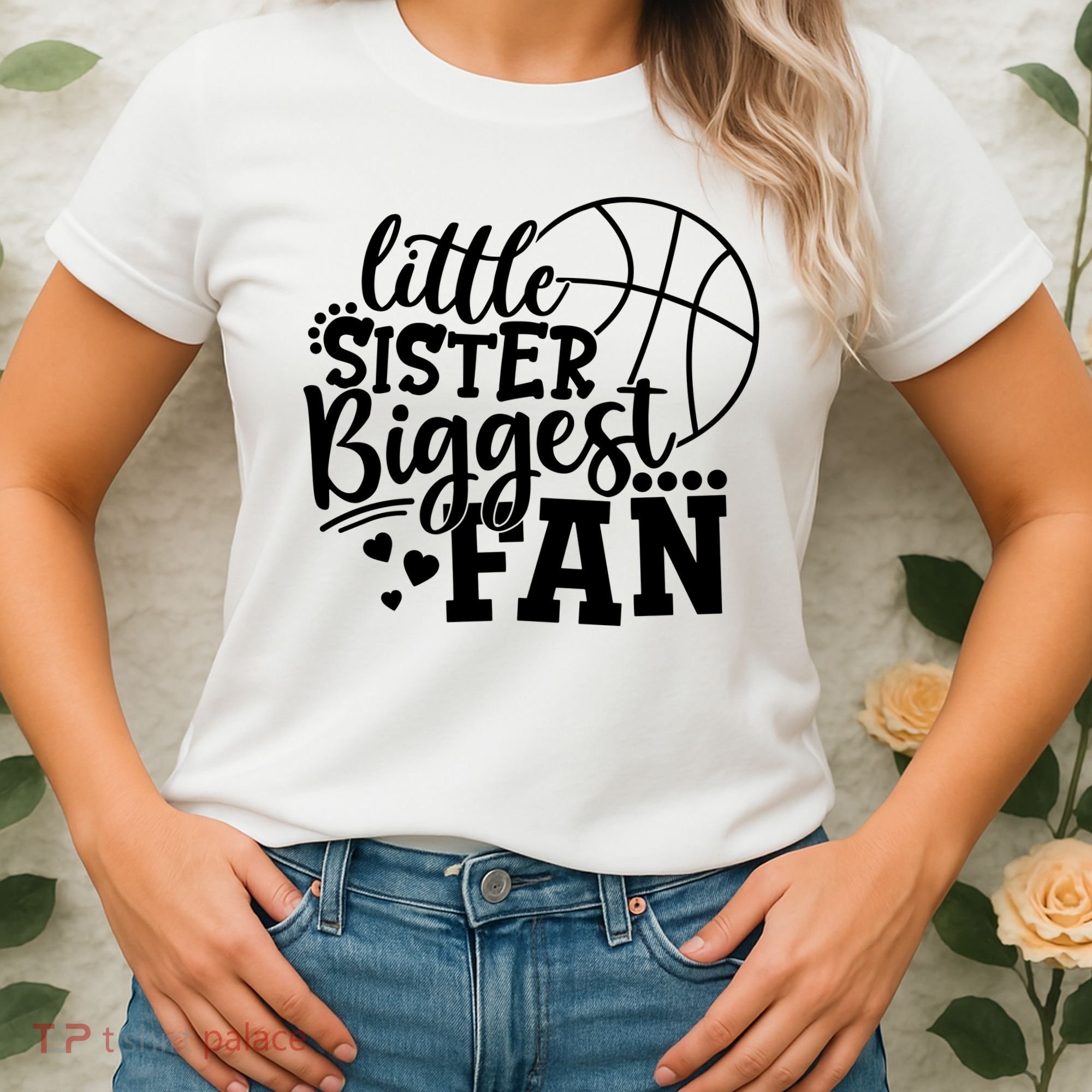 Little Sister Biggest Fan Basketball Gift Women's T-Shirt