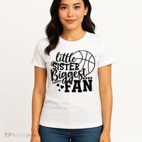 Little Sister Biggest Fan Basketball Gift Women's T-Shirt thumb 4