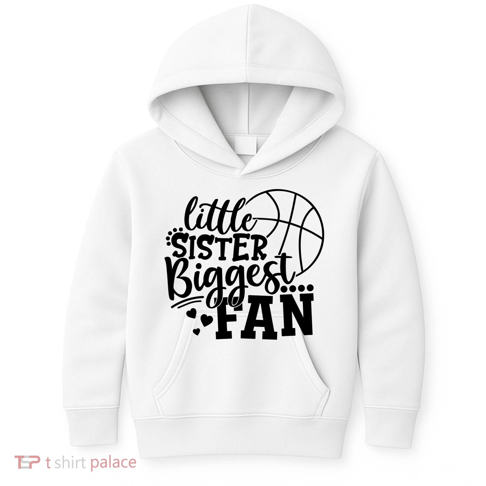 Little Sister Biggest Fan Basketball Gift Kids Hoodie