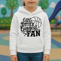 Little Sister Biggest Fan Basketball Gift Kids Hoodie thumb 3