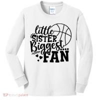 Little Sister Biggest Fan Basketball Gift Kids Long Sleeve Shirt thumb 0