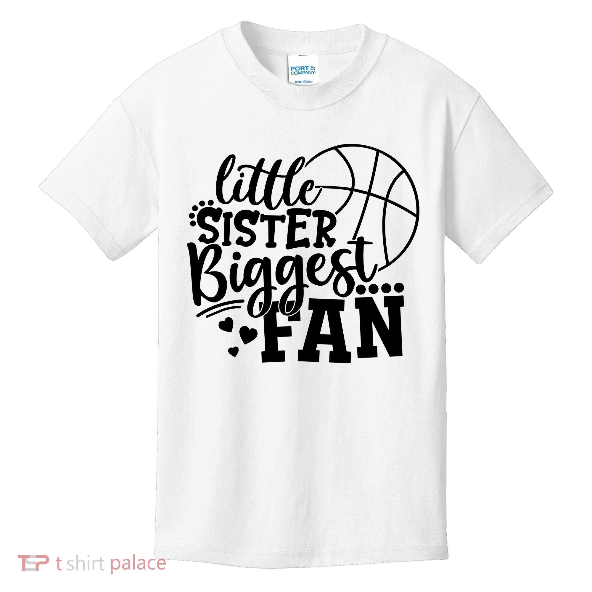 Little Sister Biggest Fan Basketball Gift Kids T-Shirt