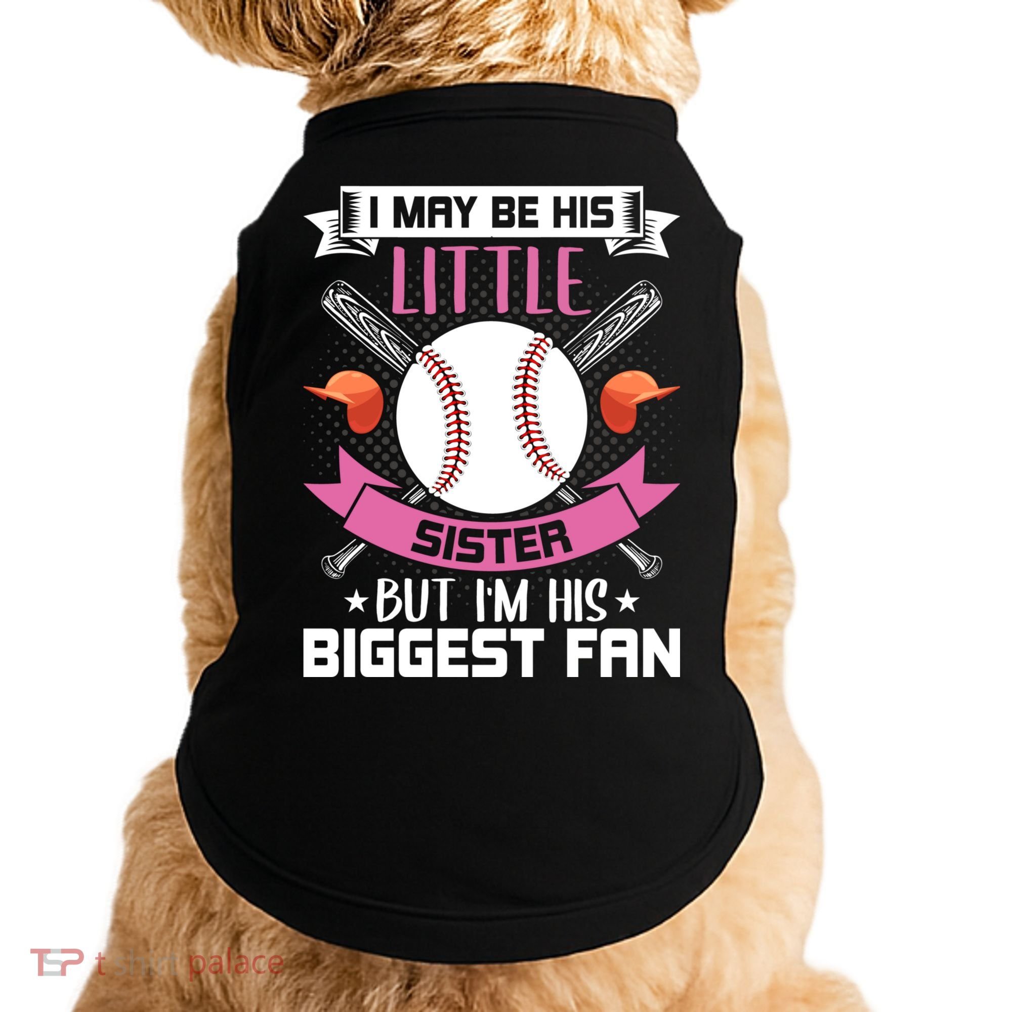Little Sister But I'm His Biggest Fan Baseball Lover Gift Doggie Tank