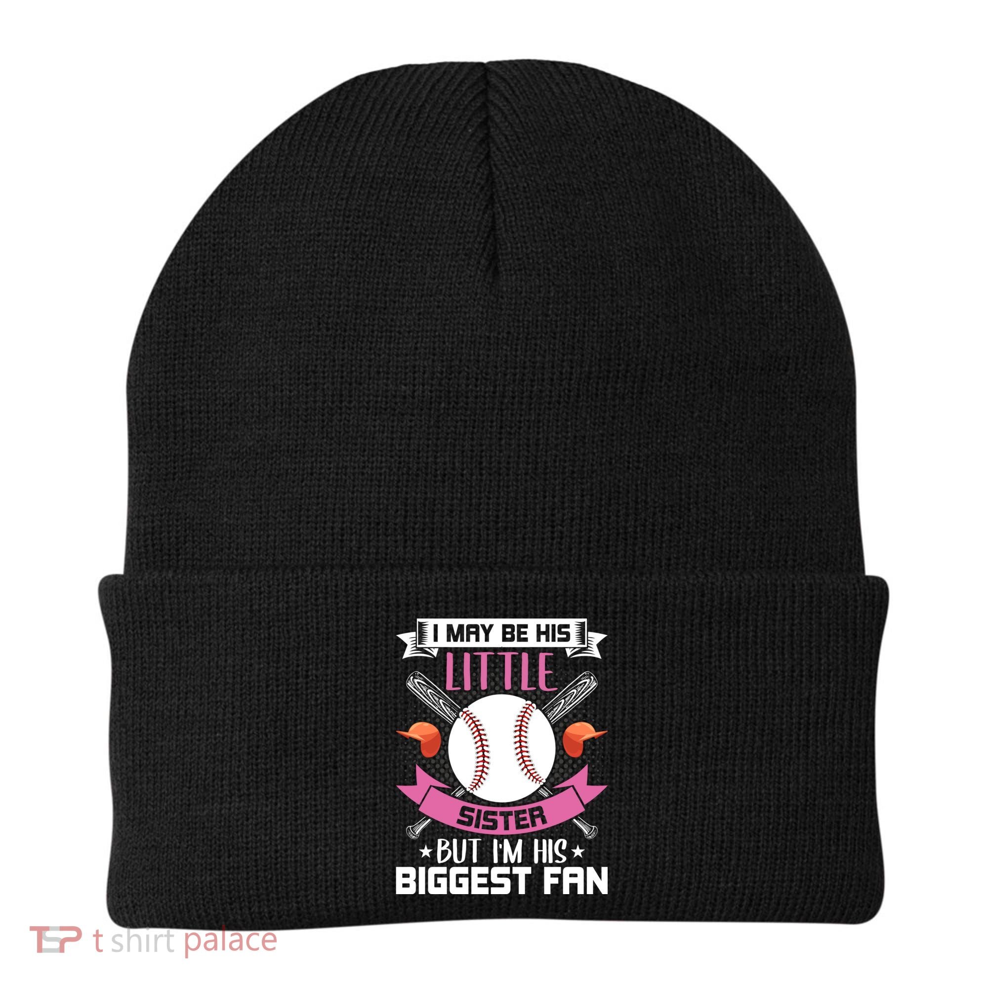 Little Sister But I'm His Biggest Fan Baseball Lover Gift Beanie
