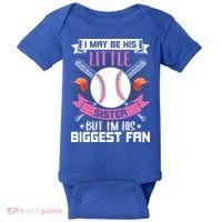 Little Sister But I'm His Biggest Fan Baseball Lover Gift Baby Bodysuit thumb 0
