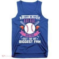 Little Sister But I'm His Biggest Fan Baseball Lover Gift Tank Top thumb 0