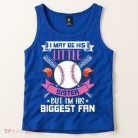 Little Sister But I'm His Biggest Fan Baseball Lover Gift Tank Top thumb 2