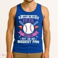 Little Sister But I'm His Biggest Fan Baseball Lover Gift Tank Top thumb 3