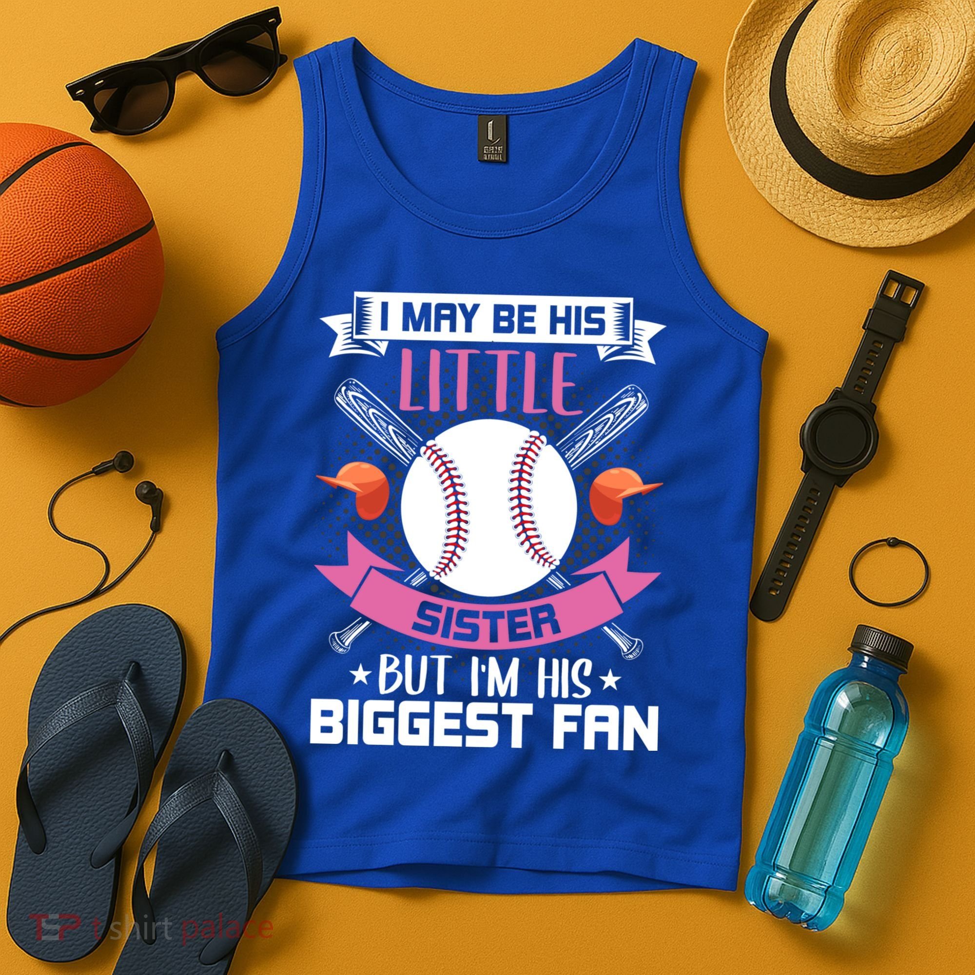Little Sister But I'm His Biggest Fan Baseball Lover Gift Tank Top