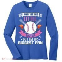 Little Sister But I'm His Biggest Fan Baseball Lover Gift Women's Long Sleeve Shirt thumb 0