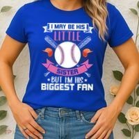 Little Sister But I'm His Biggest Fan Baseball Lover Gift Women's T-Shirt thumb 2