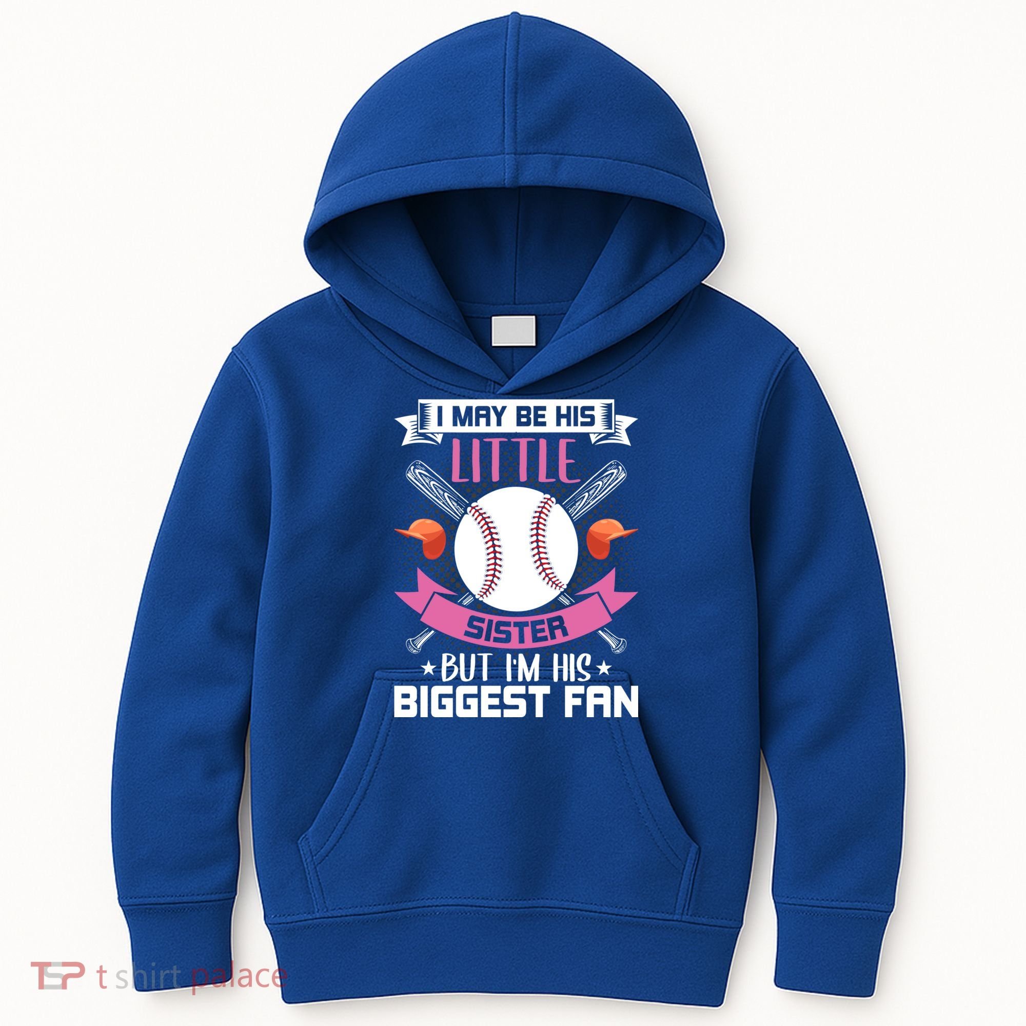 Little Sister But I'm His Biggest Fan Baseball Lover Gift Kids Hoodie