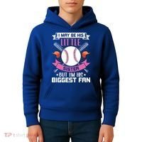 Little Sister But I'm His Biggest Fan Baseball Lover Gift Kids Hoodie thumb 4