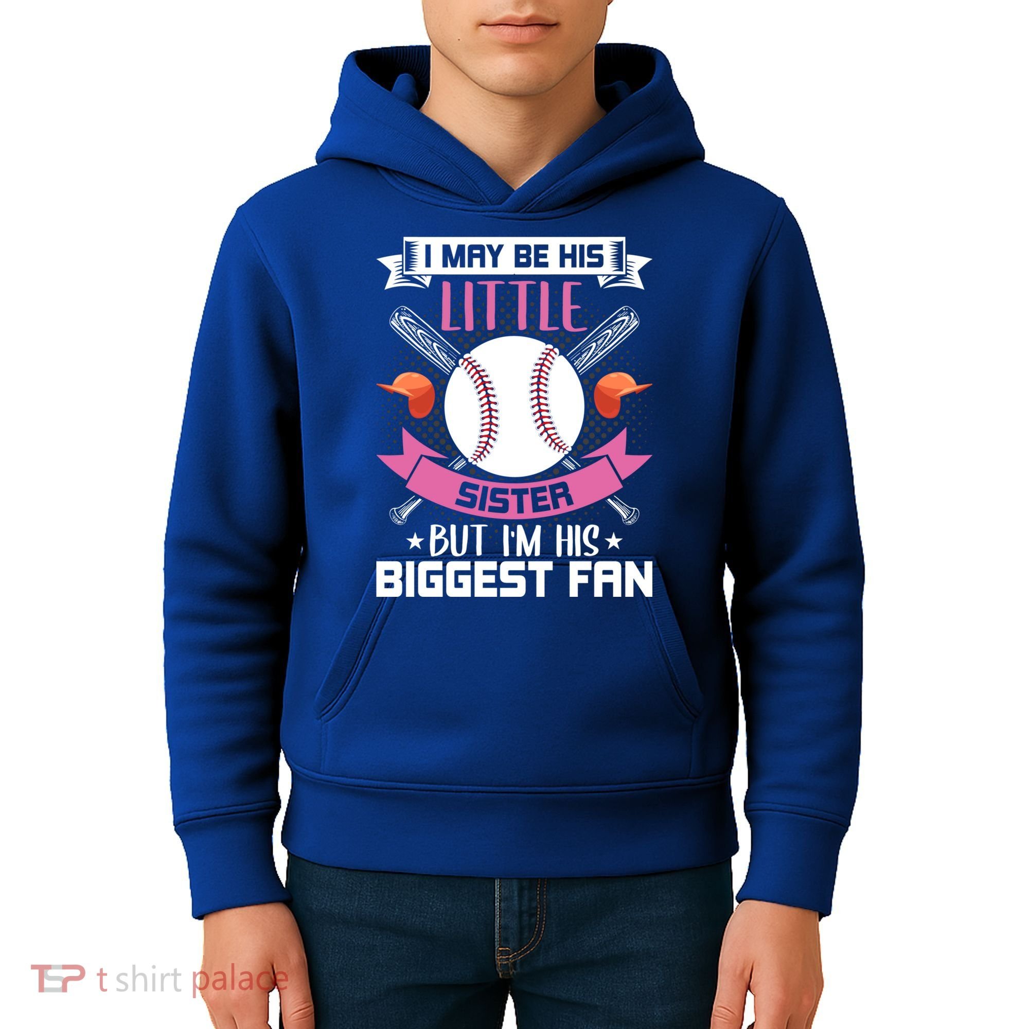 Little Sister But I'm His Biggest Fan Baseball Lover Gift Kids Hoodie