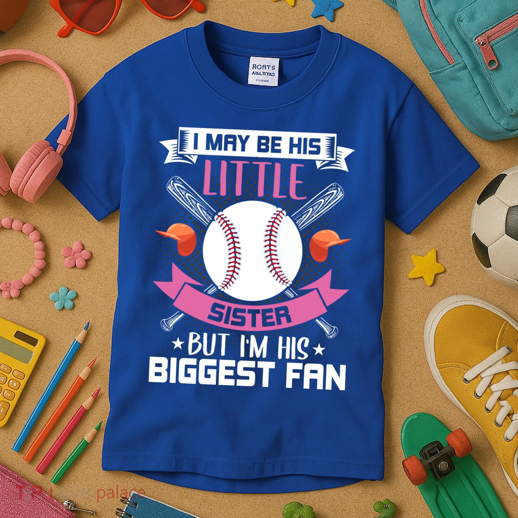 Little Sister But I'm His Biggest Fan Baseball Lover Gift Kids T-Shirt