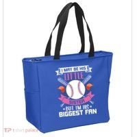 Little Sister But I'm His Biggest Fan Baseball Lover Gift Tote Bag thumb 2