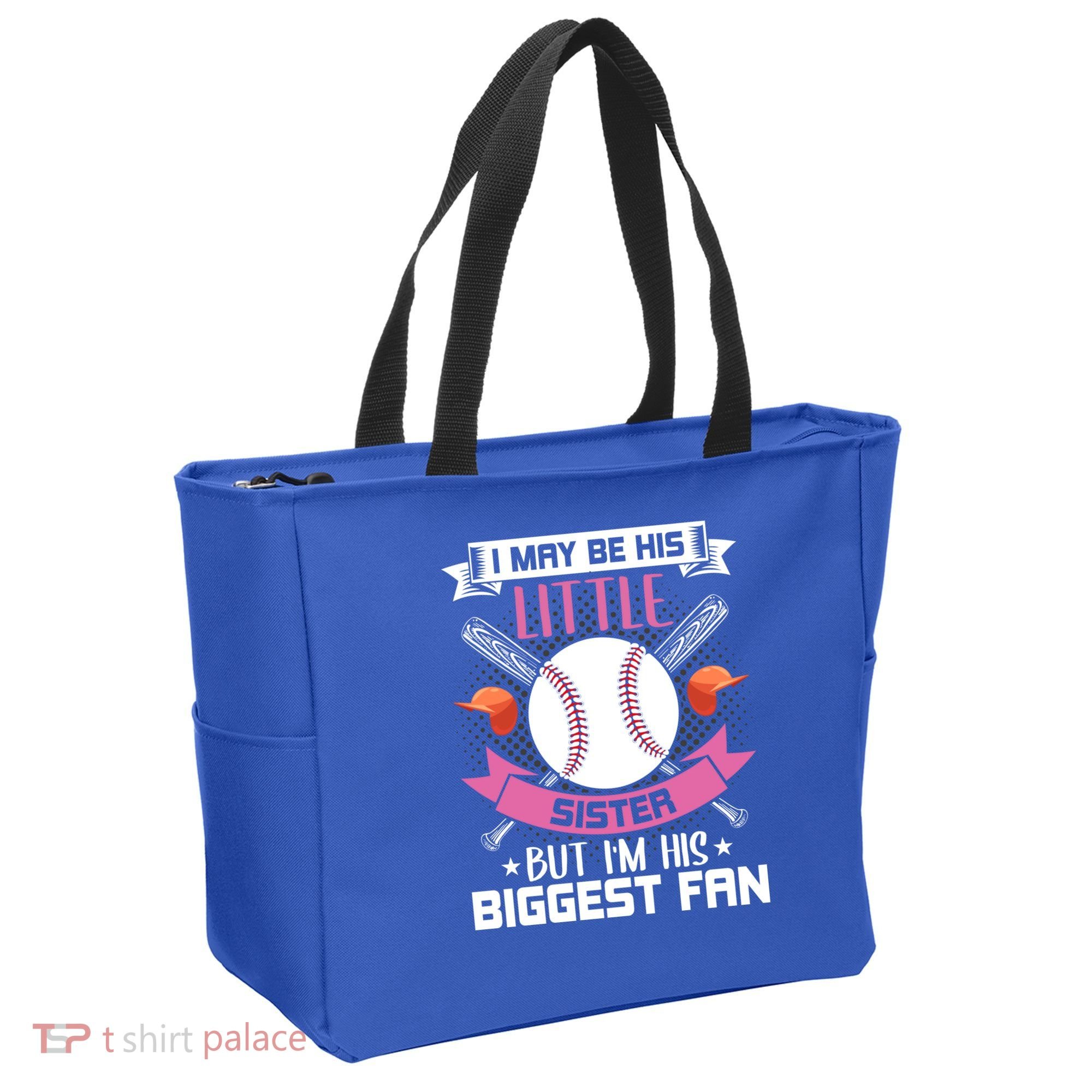 Little Sister But I'm His Biggest Fan Baseball Lover Gift Tote Bag