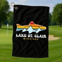 Lake St. Clair Fishing Michigan Fish Golf Towel thumb 1