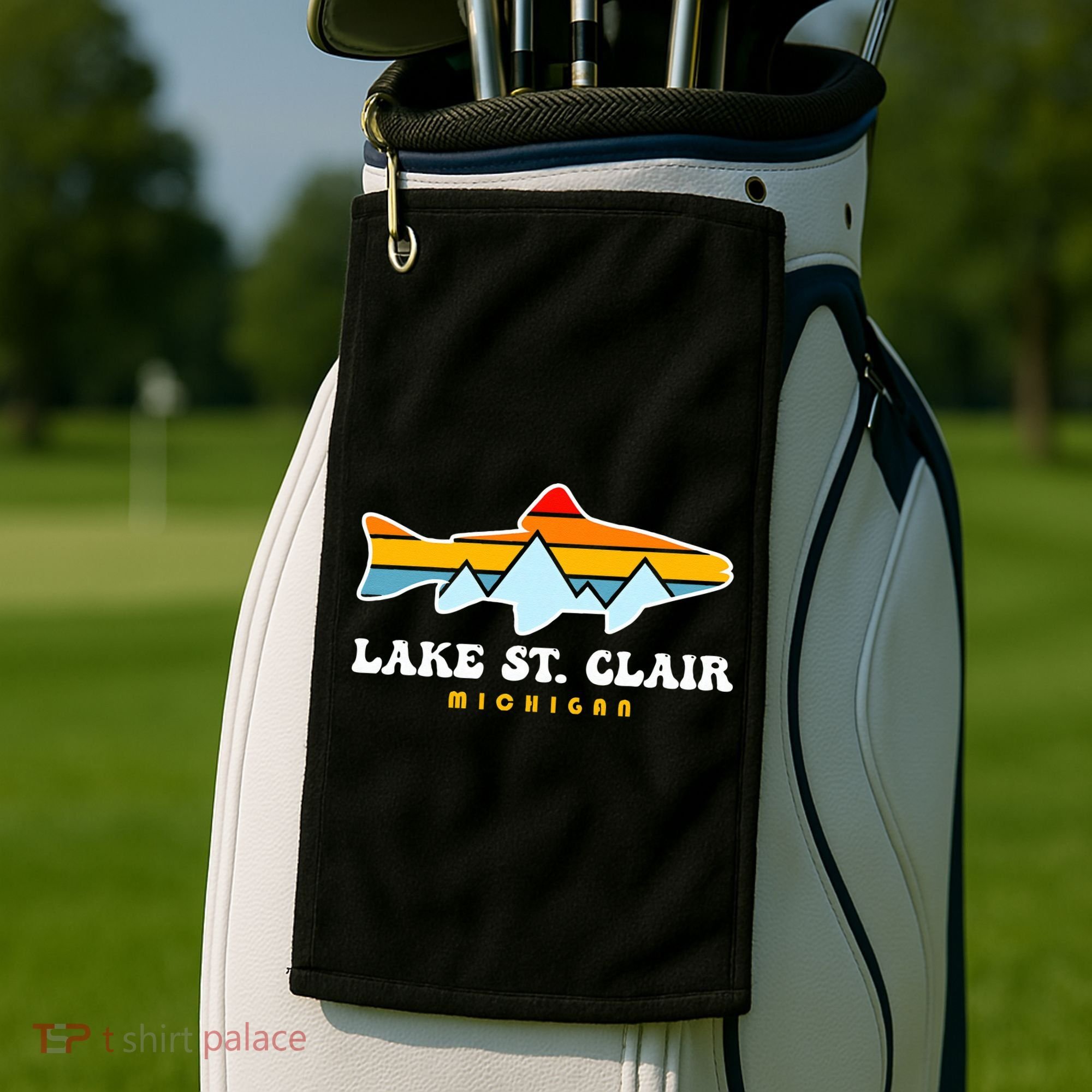 Lake St. Clair Fishing Michigan Fish Golf Towel